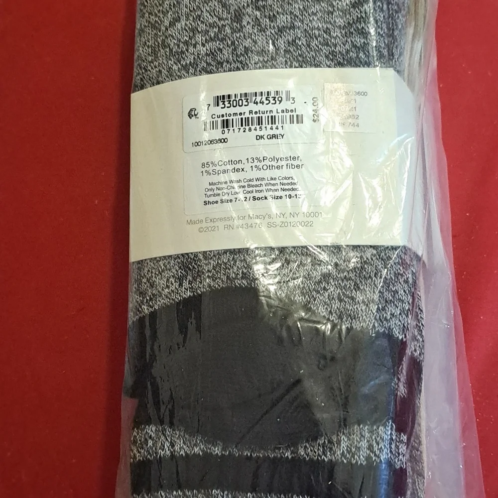 4-pack Sun + Stone Mens Double Stripe Crew Socks Size 7-12 NEW